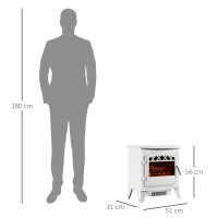 HOMCOM Camino Elettrico con Effetto Fiamma Regolabile Potenza 925W/1850W 51 × 31 × 56cm Bianco(m-3)