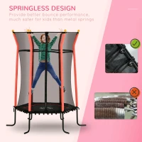 HOMCOM Kids Trampoline Mini Bouncer with Enclosure Safety Net For Ages 3-10 Years - Red(m-4)