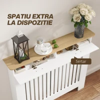 HOMCOM Carcasă pentru Calorifer din Șipci Anti-Răsturnare cu Sertar pentru Depozitare, 112x19x97 cm, Alb(m-6)