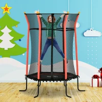 HOMCOM Kids Trampoline Mini Bouncer with Enclosure Safety Net For Ages 3-10 Years - Red(m-10)