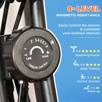 HOMCOM 2-in-1 Folding Exercise Bike with 8-Level Magnetic Resistance, Arm Resistance Band, Pulse Sensor, Blue(m-6)