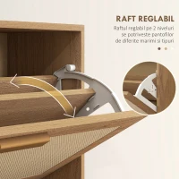 HOMCOM Etajeră pentru 18 Perechi de Pantofi, Dulap cu 3 Uși Rabatabile și Raft Reglabil din Lemn, 80x25x120 cm, Maro(m-5)