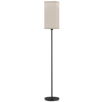 HOMCOM Moderne Staande Lamp met Kap van Kunstlinnen en Voetschakelaar, voor Woonkamer en Slaapkamer, Metaal, Zwart