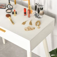 HOMCOM Masă de Toaletă/Machiaj cu Oglindă și 2 Sertare pentru Accesorii, Toaletă de Machiaj din Lemn, 80x40x123 cm, Alb(m-9)
