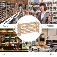 Homcom Raft Vin din Lemn Natural – 4 Rafturi pentru 48 Sticle(m-7)