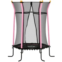 HOMCOM Kids Trampoline Mini Bouncer with Enclosure Safety Net For Ages 3-10 Years - Pink(m-11)