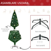 HOMCOM Brad de Crăciun Artificial cu 27 becuri LED în Formă de Stea 180cm(m-6)