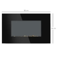 HOMCOM Soba Electrica de Perete sau Sol 2000W cu Flama LED 7 Culori, Negru, 90x56x9.5cm(m-3)