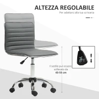 HOMCOM Sedia da Ufficio Ergonomica in Pelle PU con Altezza Regolabile, Seduta Girevole e Ruote, Grigio Scuro(m-4)