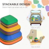 AIYAPLAY Balance Stepping Stones for Kids, 11PCs Non-Slip Stackable River Stones, Obstacle Courses for Balance & Motor Skills(m-5)