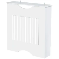 HOMCOM Painted MDF Radiator Cover Heater Cabinet Modern Slatted Home Furniture Living Room Bedroom Worktop White 82H x 78W x 19D(m-1)
