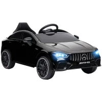 AIYAPLAY Mercedes-AMG CLA 45 Licensed 12V Kids Electric Car Ride on Car w/ Remote, Suspension Lights Music Horn - Black(m-1)
