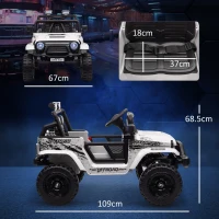 AIYAPLAY 12V Battery Powered Kids Ride On Car, Electric Truck w/ Spring Suspension, Remote, Music Horn Lights - White(m-3)