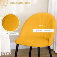 Homcom Set 2 Scaune Sufragerie – Galbene, Ergonomice & Tapitate(m-6)