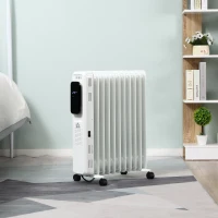 HOMCOM Radiator cu Ulei 11 Elementi, 3 Nivele de Incalzire, Timer si Temperatura Reglabila, 50.5x24x63cm - Alb(m-10)