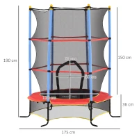 HOMCOM Kids Trampoline, with Safety Net, for Ages 3-10 Years(m-3)