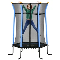 HOMCOM Kids Trampoline Mini Bouncer with Enclosure Safety Net For Ages 3-10 Years - Blue(m-1)