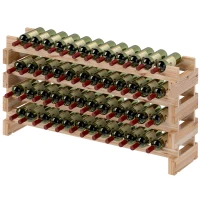 Homcom Raft Vin din Lemn Natural – 4 Rafturi pentru 48 Sticle(m-10)