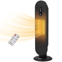 HOMCOM 45° Oscillating Ceramic Space Heater, with Remote - Black(m-11)