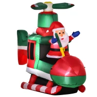 HOMCOM Mos Craciun gonflabile pe elicopter 4 lumini cu LED-uri, pentru exterior(m-10)