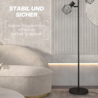 HOMCOM Lampa stojąca z 3 regulowanymi elementami oświetleniowymi, struktura przypominająca drzewo, do salonu i sypialni, metal, Kolor Czarny(m-7)