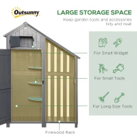 Outsunny Garden Outdoor Storage Shed Outdoor Tool Shed with 3 Shelves and Tilt Roof, 129x51.5x180cm, Grey(m-4)