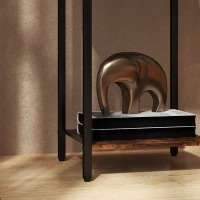 HOMCOM Bijzettafel in Industriële Stijl, Lade, Opbergvak, Metalen Frame, Hout, 40 x 40 x 68 cm, Bruin(m-8)