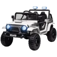 AIYAPLAY 12V Battery Powered Kids Ride On Car, Electric Truck w/ Spring Suspension, Remote, Music Horn Lights - White(m-11)