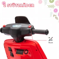 AIYAPLAY 6V Elektrische Kindermotor met Koplamp en Muziek, Voor- en Achteruit, Trainingswielen, 18-36 Maanden, Rood(m-4)