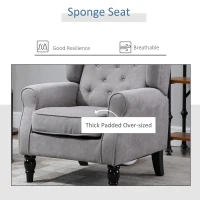 HOMCOM Retro Accent Chair, Wingback Armchair with Wood Frame Button Tufted Design for Living Room Bedroom, Grey(m-6)