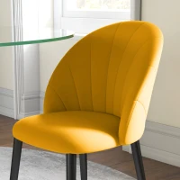 Homcom Set 2 Scaune Sufragerie – Galbene, Ergonomice & Tapitate(m-8)