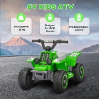 AIYAPLAY Elektrisch Quad Bike voor Kinderen, op batterijen, voor- en achteruitrijfunctie, LED-lampjes, 18-36 Maanden, Groen(m-7)