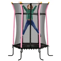 HOMCOM Kids Trampoline Mini Bouncer with Enclosure Safety Net For Ages 3-10 Years - Pink(m-1)
