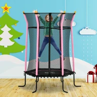 HOMCOM Kids Trampoline Mini Bouncer with Enclosure Safety Net For Ages 3-10 Years - Pink(m-10)