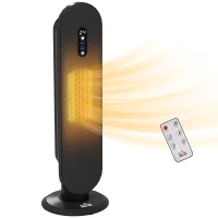 HOMCOM 45° Oscillating Ceramic Space Heater, with Remote - Black(m-1)
