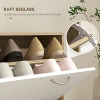 HOMCOM Set de Mobilier pentru Hol cu Raft pentru Pantofi, Oglindă și 2 rafturi Reglabile, 90x24x177 cm, Lemn Natural(m-6)