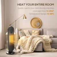 HOMCOM 45° Oscillating Ceramic Space Heater, with Remote - Black(m-4)