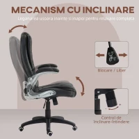 HOMCOM Scaun Ergonomic de Birou cu Brațe și Înălțime Reglabile, Tetieră, și Funcție de Balans, 111-121x60x69 cm, Negru(m-5)