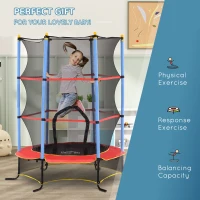 HOMCOM Kids Trampoline, with Safety Net, for Ages 3-10 Years(m-7)