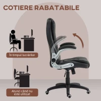 HOMCOM Scaun Ergonomic de Birou cu Brațe și Înălțime Reglabile, Tetieră, și Funcție de Balans, 111-121x60x69 cm, Negru(m-4)