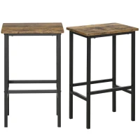 HOMCOM Industrial Bar Stools, Set of 2 Kitchen Breakfast Bar Chairs with Footrest, Counter Height Island Stools for Dining Area, Home Pub, Rustic Brown(m-11)