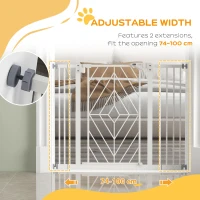 PawHut Pressure Fit Stair Gate Dog Gate w/ Auto Closing Door, Double Locking, Easy Installation, for 74-100cm Openings - White(m-7)