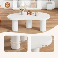 Table basse moderne en demi-lune, plateau en MDF, pieds en PVC avec feutre, Blanc(m-6)