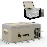 Outsunny 16L Portable Car Fridge, -20℃ to 10℃ Adjustable Temperature - Khaki/Grey(m-3)
