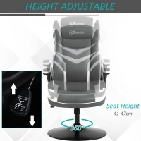 Vinsetto Gaming Chair Ergonomic Computer Chair with Adjustable Height Pedestal Base, Home Office Desk Chair PVC Leather Exclusive Swivel Chair Grey(m-4)
