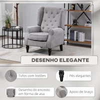 HOMCOM Poltrona de Sala de Estar Poltrona Moderna para Dormitório com Pés de Madeira Poltrona Individual 74x86x102 cm Cinza(m-4)