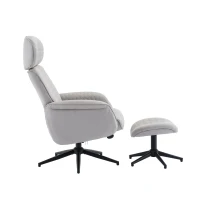 Fauteuil relax réglable gris avec repose-pieds, appuie-tête réglable en hauteur, Gris(m-11)