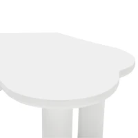 Tavolino da caffè irregolare a forma di osso, piano in MDF e gambe in PVC, con base in feltro, Bianco(m-6)