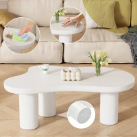 Table basse irrégulière en forme de nuage, plateau en MDF et pieds en PVC, avec sous-couche en feutre, Blanc(m-7)