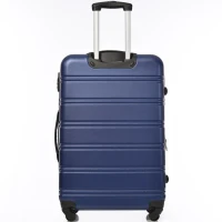 28" 4-Wheel ABS Hard Shell Travel Trolley Suitcase with Adjustable Handle, Luggage with Secure Lock, 52L × 32W × 78H cm, Deep Blue(m-2)